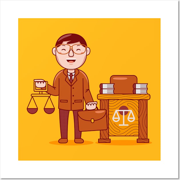 Cute Lawyer Cartoon Wall Art by MEDZ